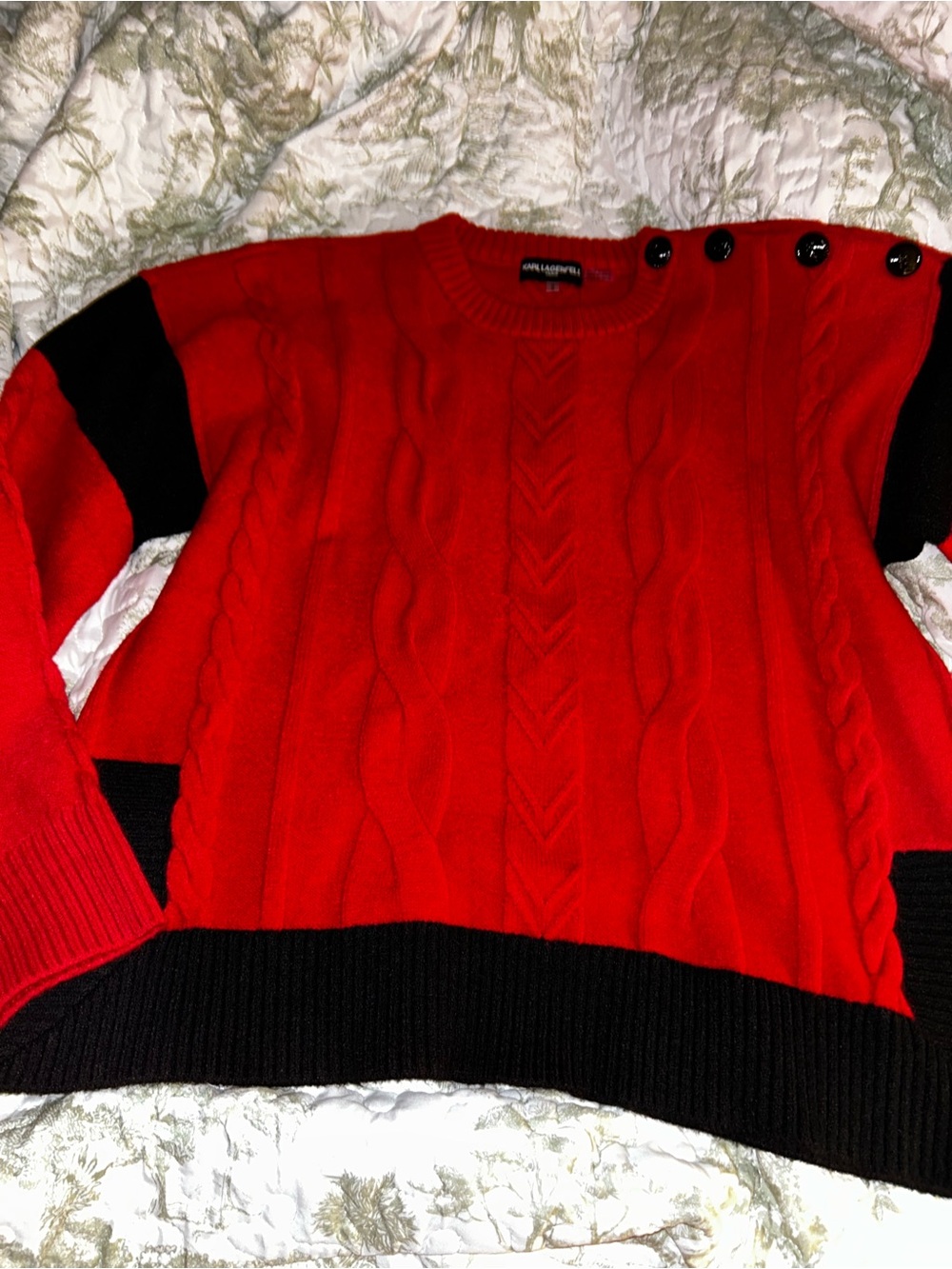 Gently Loved Karl Lagerfeld Colorblock Cableknit Sweater
